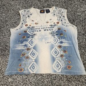 Vtg Y2k 2000s Route 66 Tank Top Vest, Western Teen/ Women's Size Xl Preppy Boho